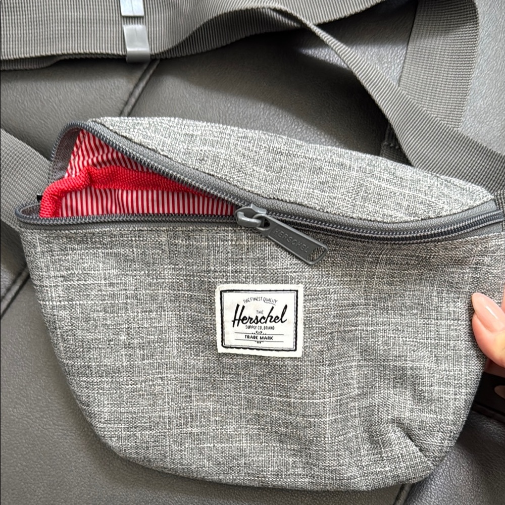 Herschel Supply Company Gray Belt Bag with Red Lining